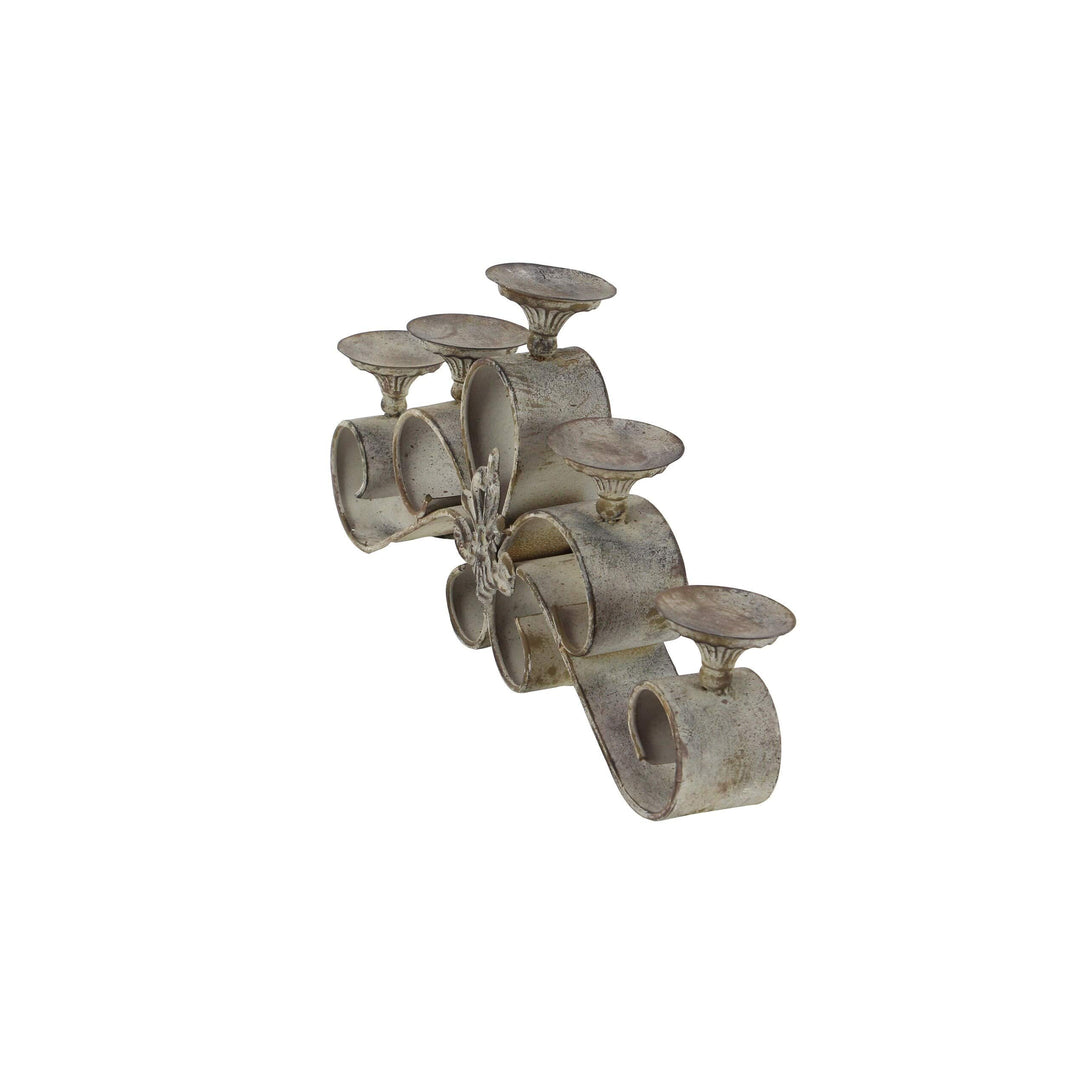 Metal Candle Holder 23" w 11" h Black Multi Color Traditional Acacia Wood - Diamond Home USA