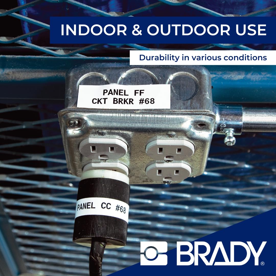 Brady Authentic (M4C-1000-595-BL-WT) All-Weather Vinyl Labels 1 in W x 25ft - Diamond Home USA