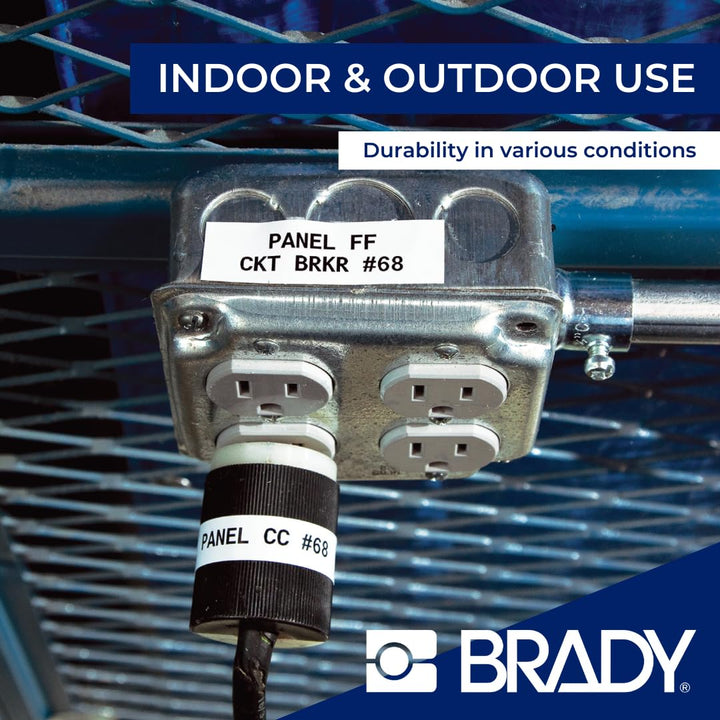 Brady Authentic (M4C-1000-595-BL-WT) All-Weather Vinyl Labels 1 in W x 25ft - Diamond Home USA