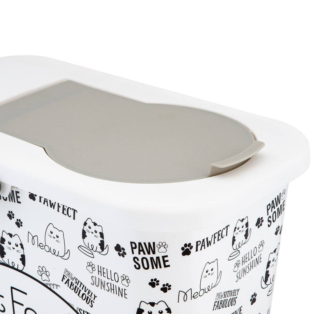 Pounce + Fetch 3 Gallon Dry Food Container With Scooper 12.4"x 7.5"x 12.6" White - Diamond Home USA