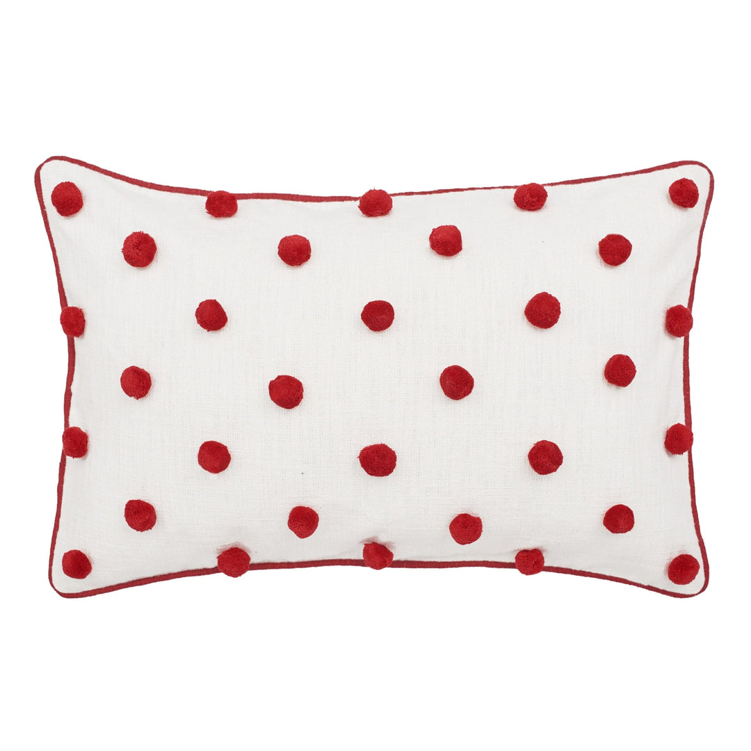 Ruby Dot Oblong Tufted Throw Pillow Red Casual Cotton