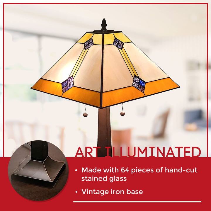 Amora Vintage Tiffany Table Lamp - Geometric Diamond Table Night Light - - Diamond Home USA