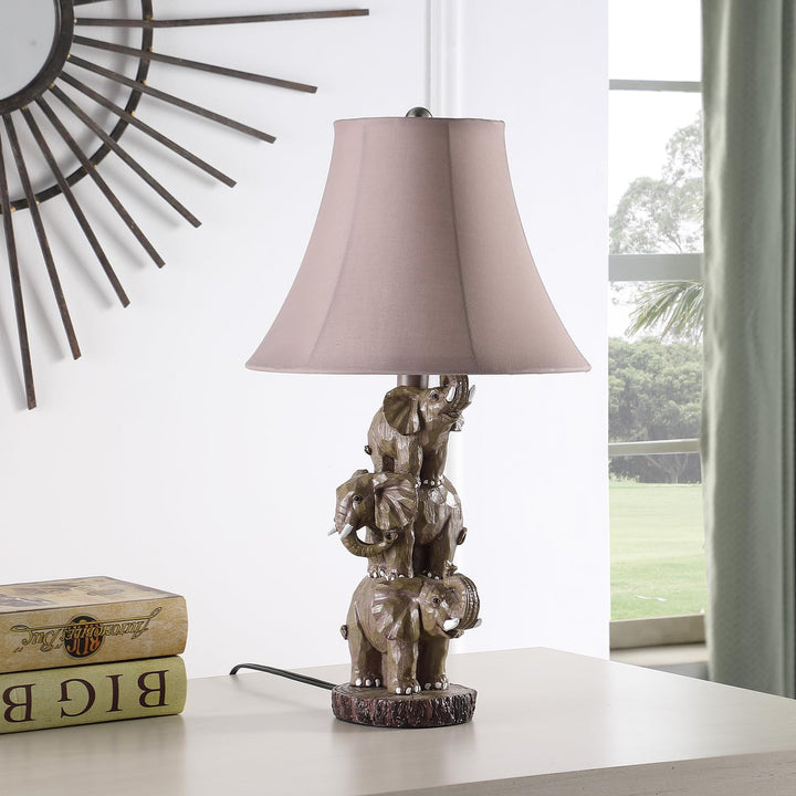 ORE International 21" in Wildlife 3 Stacked Elephants Polyresin Table Lamp - Diamond Home USA