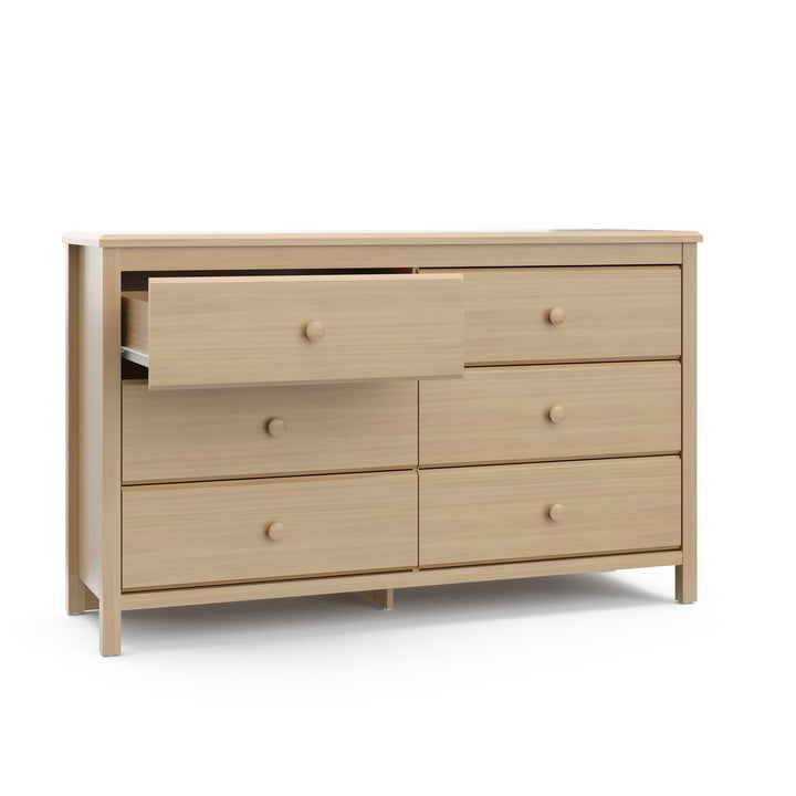 Storkcraft Alpine 6 Drawer Double Dresser (Driftwood) - GREENGUARD Gold Beige - Diamond Home USA