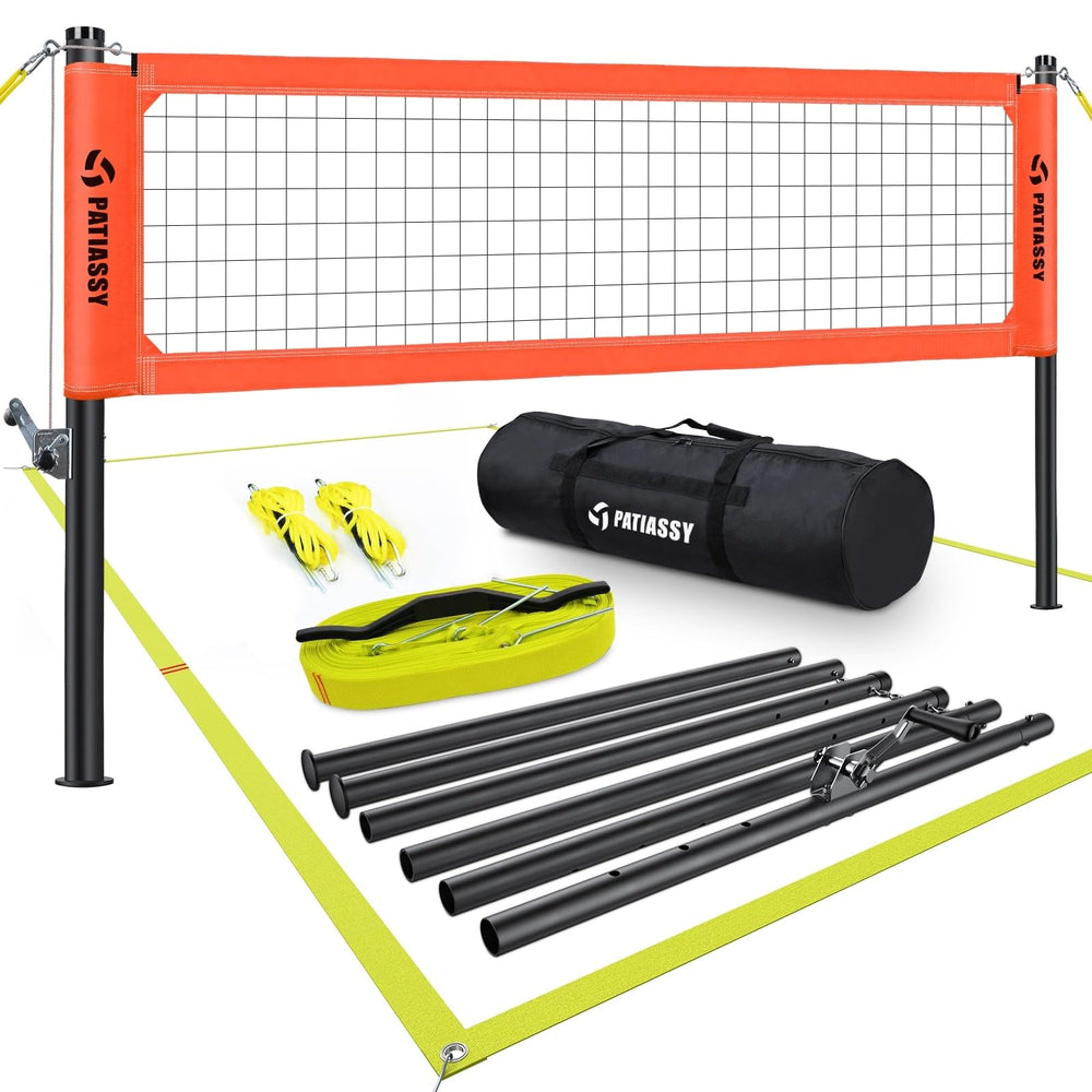 Outdoor Portable Volleyball Net Set System for Backyard Adjustable Orange - Diamond Home USA