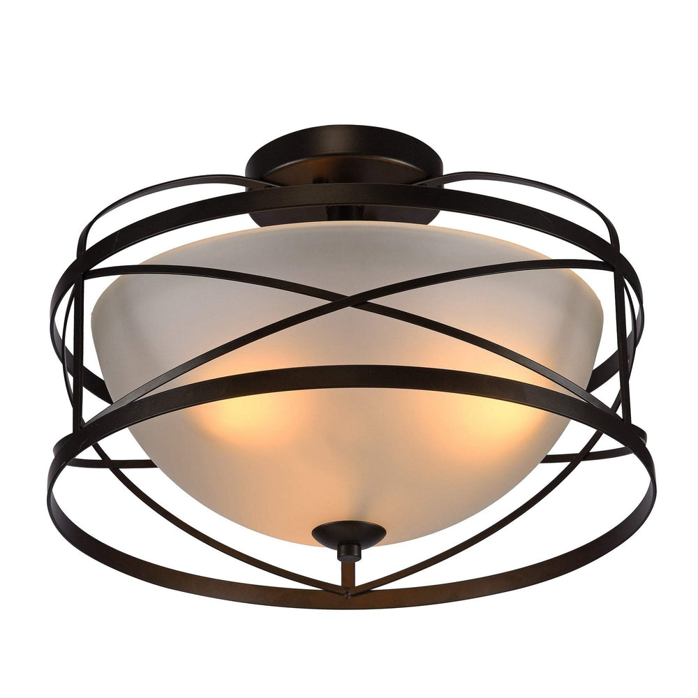 Black 3-Light Flushmount with Frosted Glass Shade Farmhouse Glam Traditional - Diamond Home USA