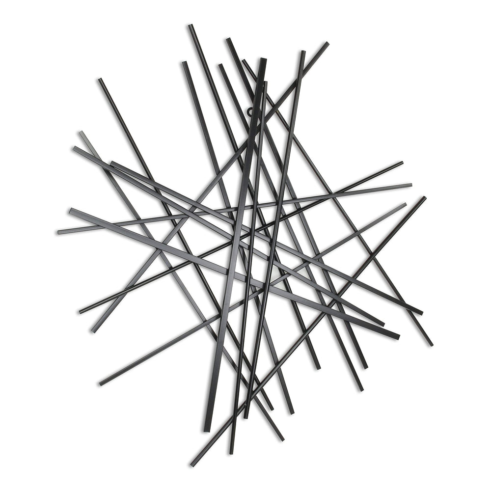 Black Large Abstract Wall Art Modern Contemporary Metal Handmade - Diamond Home USA