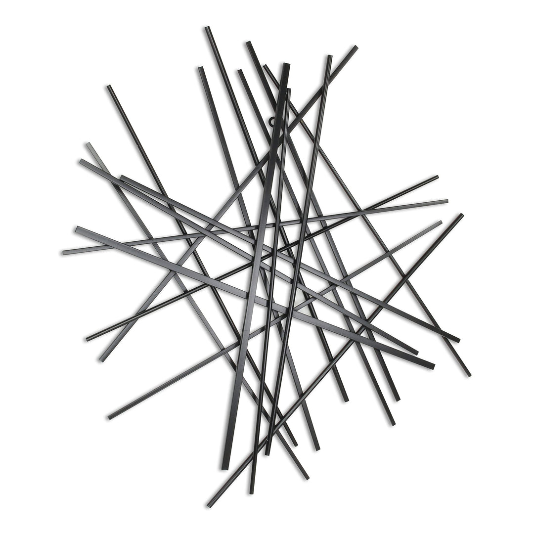 Black Large Abstract Wall Art Modern Contemporary Metal Handmade - Diamond Home USA