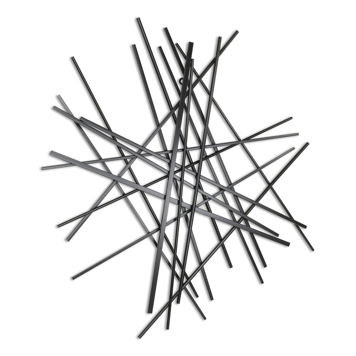 Black Large Abstract Wall Art Modern Contemporary Metal Handmade - Diamond Home USA