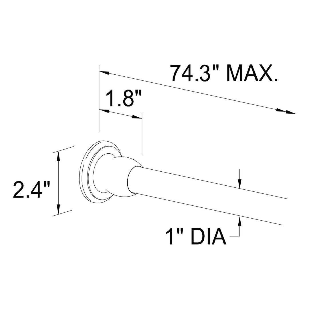 Ginger 1139R-6/PC 6-ft Polished Chrome 6' Shower Rod - Diamond Home USA