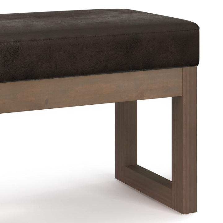 SIMPLIHOME Milltown 27 Inch Wide Contemporary Rectangle Footstool Ottoman Distressed