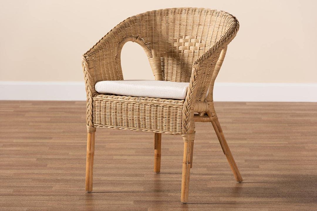 Baxton Studio Abbey Modern Bohemian Natural Brown Antique Rattan Dining Chair - Diamond Home USA