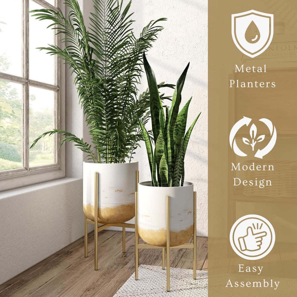 aspire home accents Paloma White and Beige Modern Indoor Planters Terracotta - Diamond Home USA