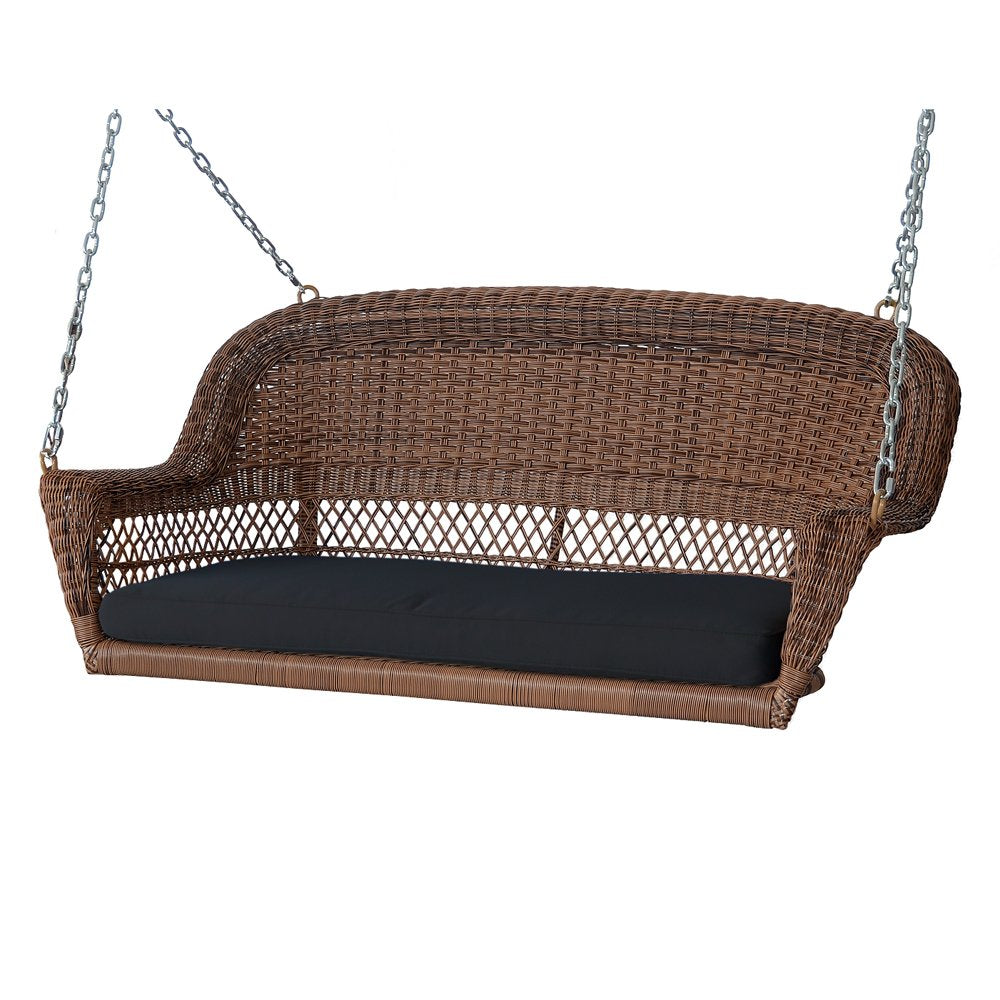 Jeco W00205S-C-FS017 Wicker Porch Swing Honey Black