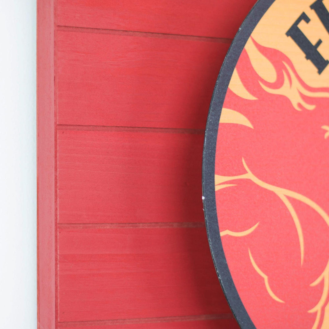 Fireball Whisky Vintage Metal Backlit Led Sign 15inch X 18inch Red Wood Medium - Diamond Home USA