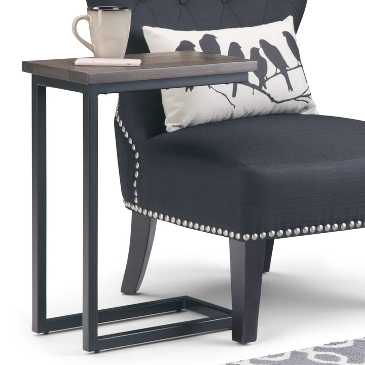 SIMPLIHOME Skyler SOLID MANGO WOOD and Metal 18 inch Wide Rectangle C Side Table