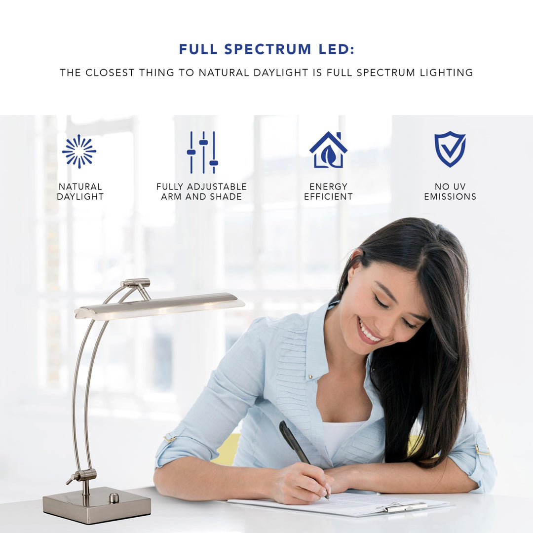 Adesso 5090-22 Esquire LED Desk Lamp 13-19 in. 9W Full Spectrum LED Brushed - Diamond Home USA
