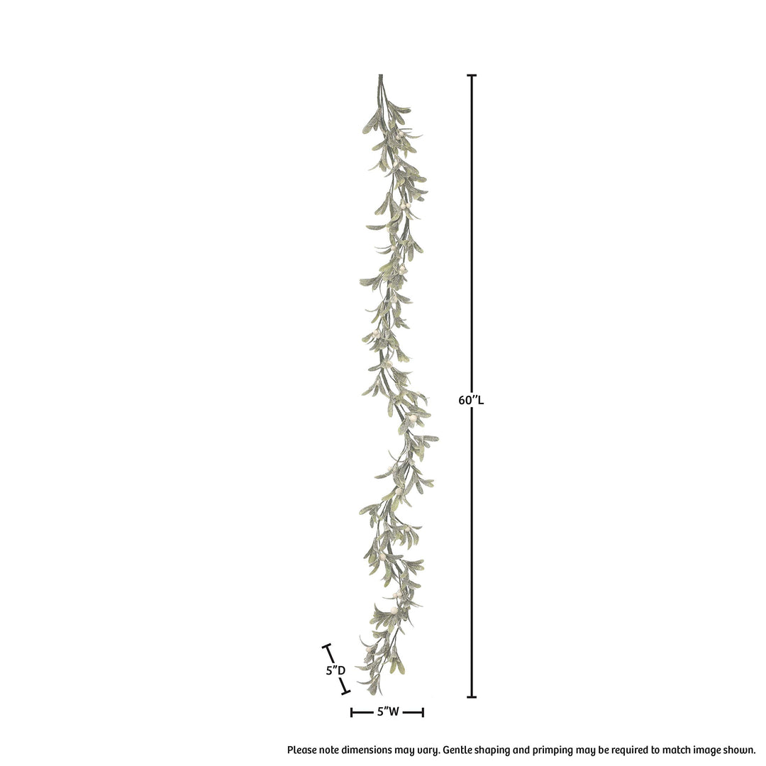 60" Frosted Mistletoe Berry Garland Un-lit - Diamond Home USA