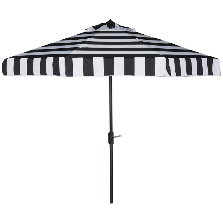 Line 9 Ft. Umbrella Black White Stripe Classic Aluminum Polyester Crank Lift - Diamond Home USA