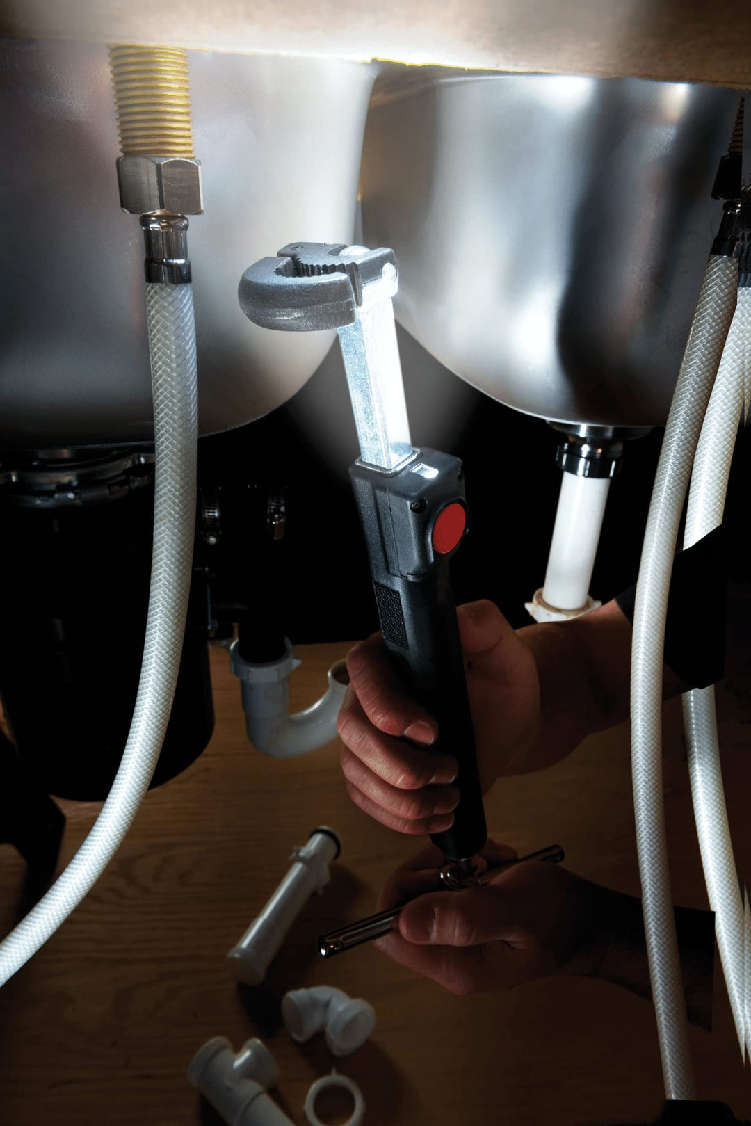 RIDGID 46753 Adjustable 10" to 17" Telescoping LED Lit Basin Pipe Wrench for - Diamond Home USA