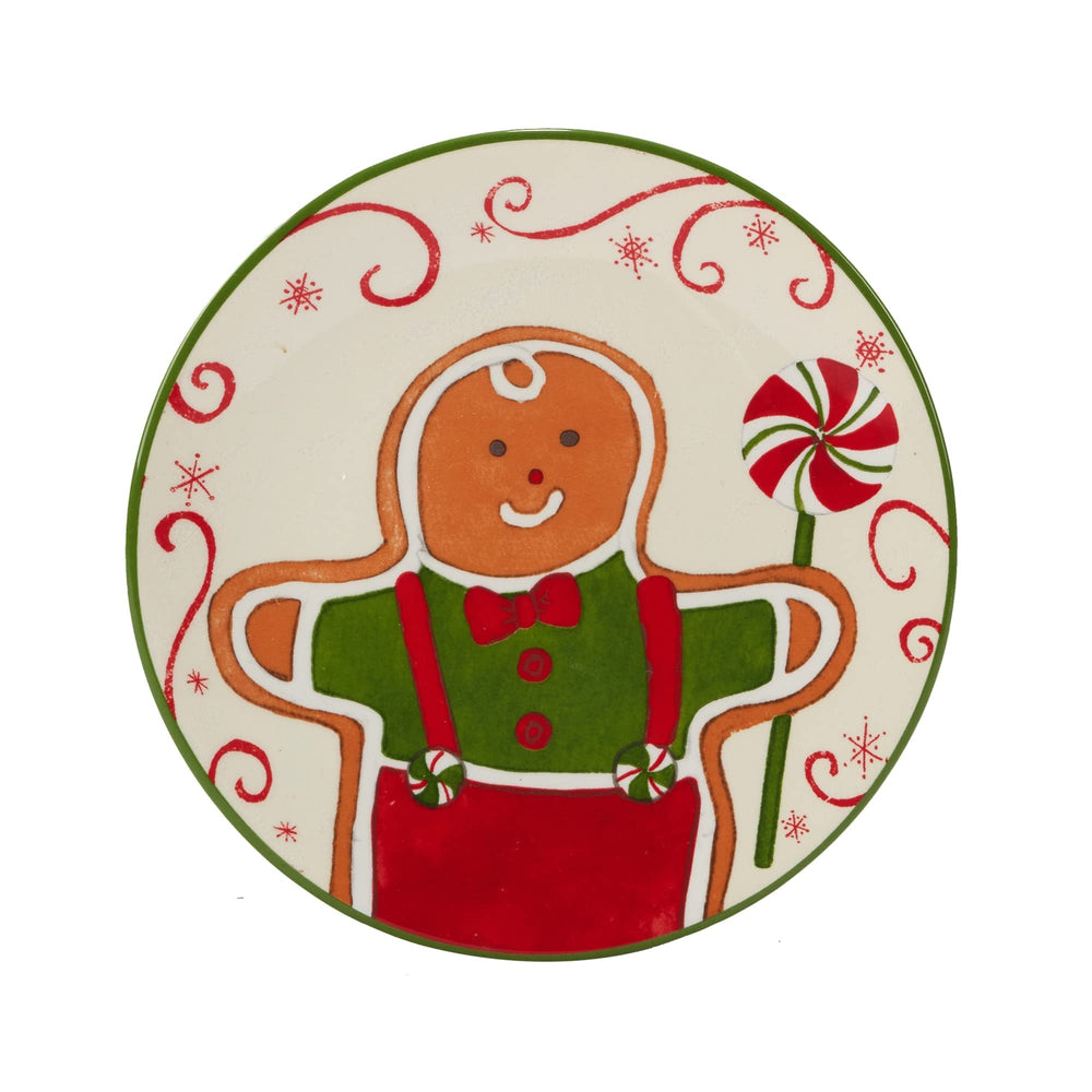 Holiday Magic Gingerbread 6" anape/Luncheon/Snack Plates Set of 4 Green Multi - Diamond Home USA