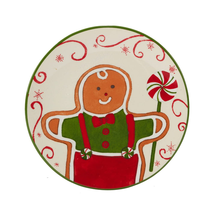 Holiday Magic Gingerbread 6" anape/Luncheon/Snack Plates Set of 4 Green Multi - Diamond Home USA