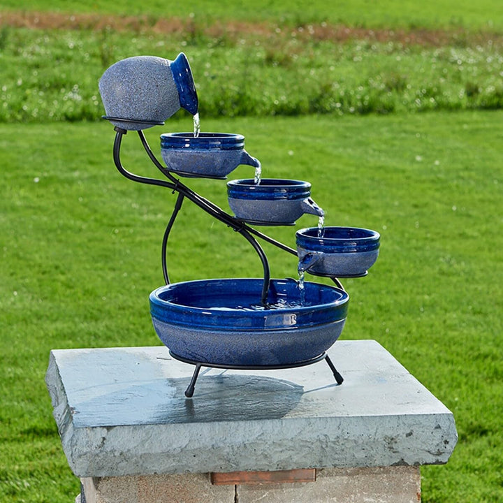 Ceramic Solar Cascade Blueberry Blue - Diamond Home USA