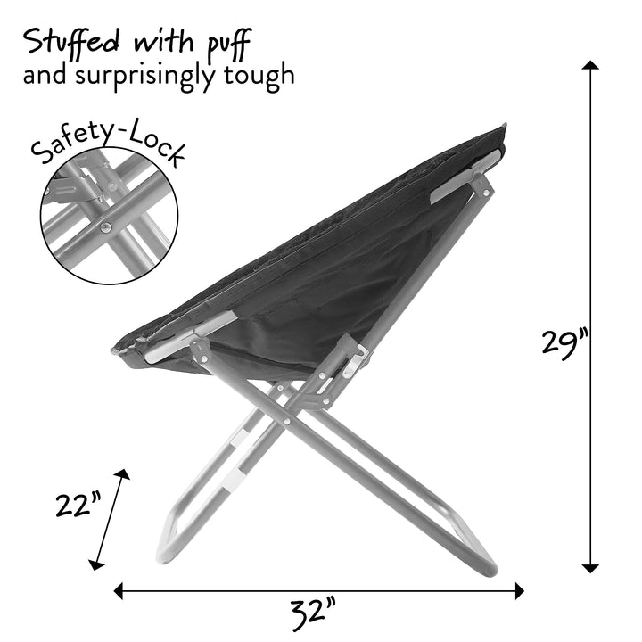 Urban Lifestyle Microsuede Foldable Saucer Chair Black 27D x 32W x 29.5H in - Diamond Home USA