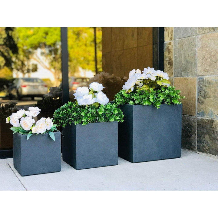 Lightweight Concrete Modern Square Granite of 3-15.7'x15.7'x15.7' Grey - Diamond Home USA