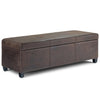 SIMPLIHOME Avalon 48 Inch Wide Contemporary Rectangle Storage Ottoman Bench in Distressed Brown