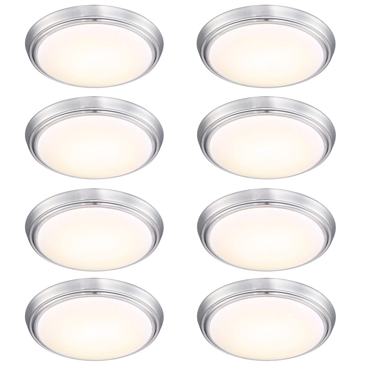 8 Pack 11-inch Led Brushed Nickel Flush Mount Ceiling Light 11" X 2" White