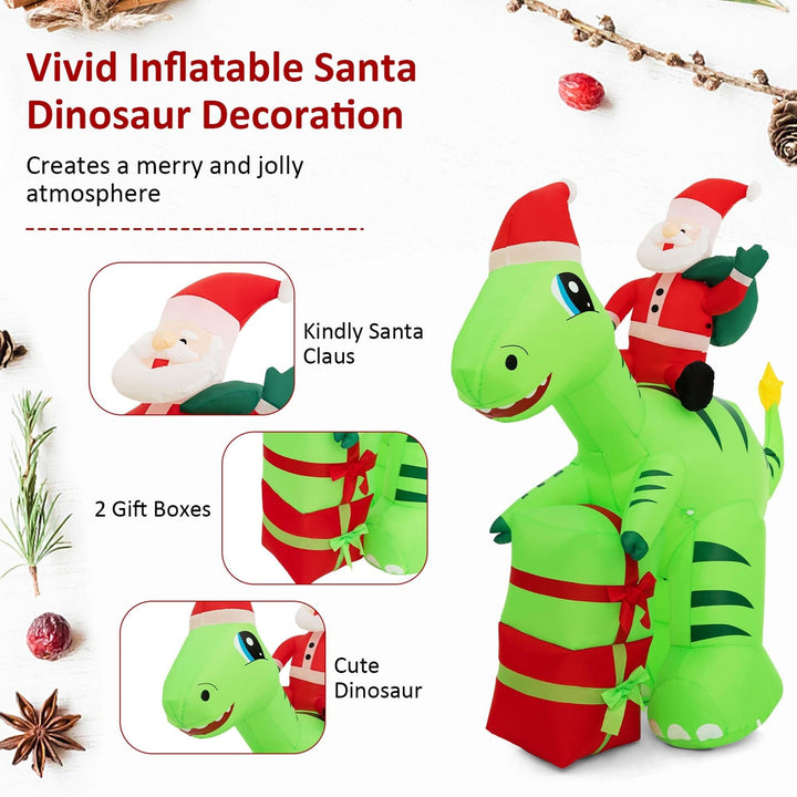 8ft Inflatable Christmas Santa Claus Dinosaur Led Lighted Decoration Green - Diamond Home USA