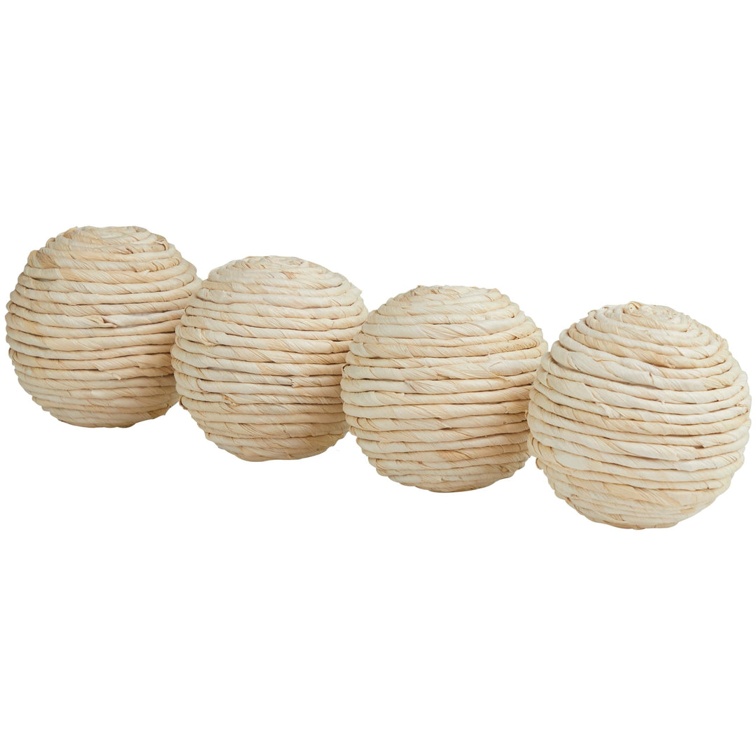 Beige Jute Handmade Decorative Ball Orbs Vase Filler (Set of 4) Rope - Diamond Home USA