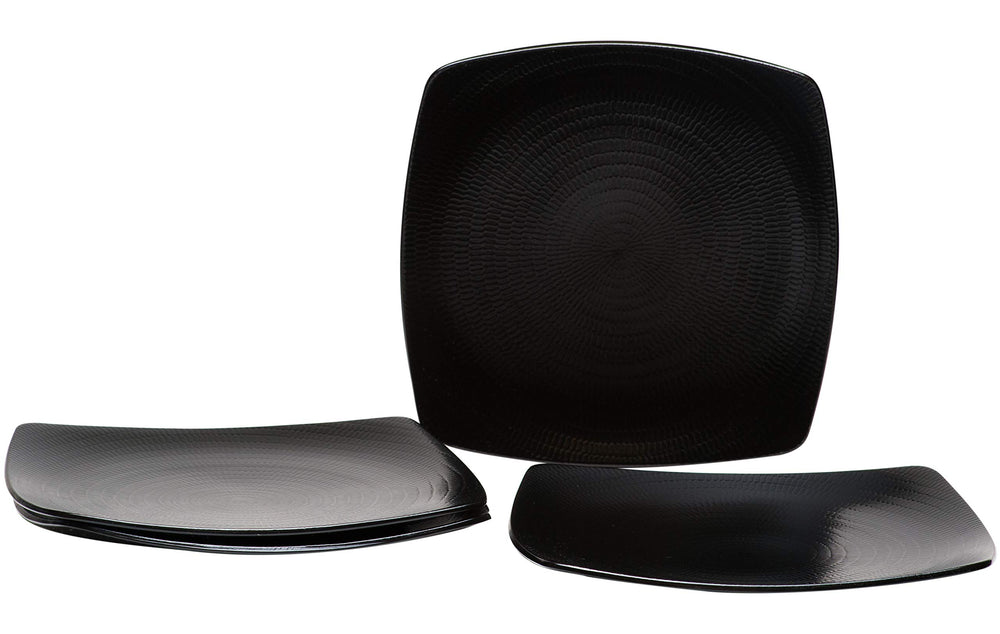 Red Vanilla Black Rice Square Dinner Plate 10" Set of 4 1 - Diamond Home USA