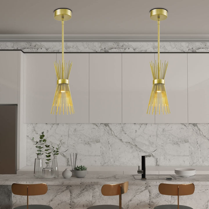 1 Light Single Bell with Wrought Iron Accents Gold Industrial Modern - Diamond Home USA