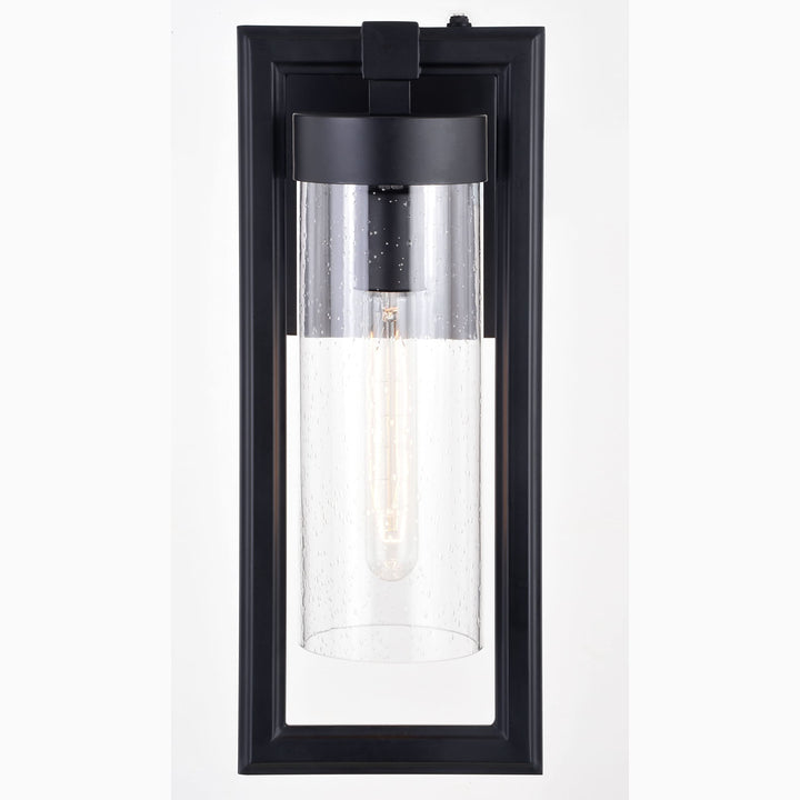 1 Light Dusk to Dawn Matte Black Contemporary Outdoor Wall Lantern Clear - Diamond Home USA