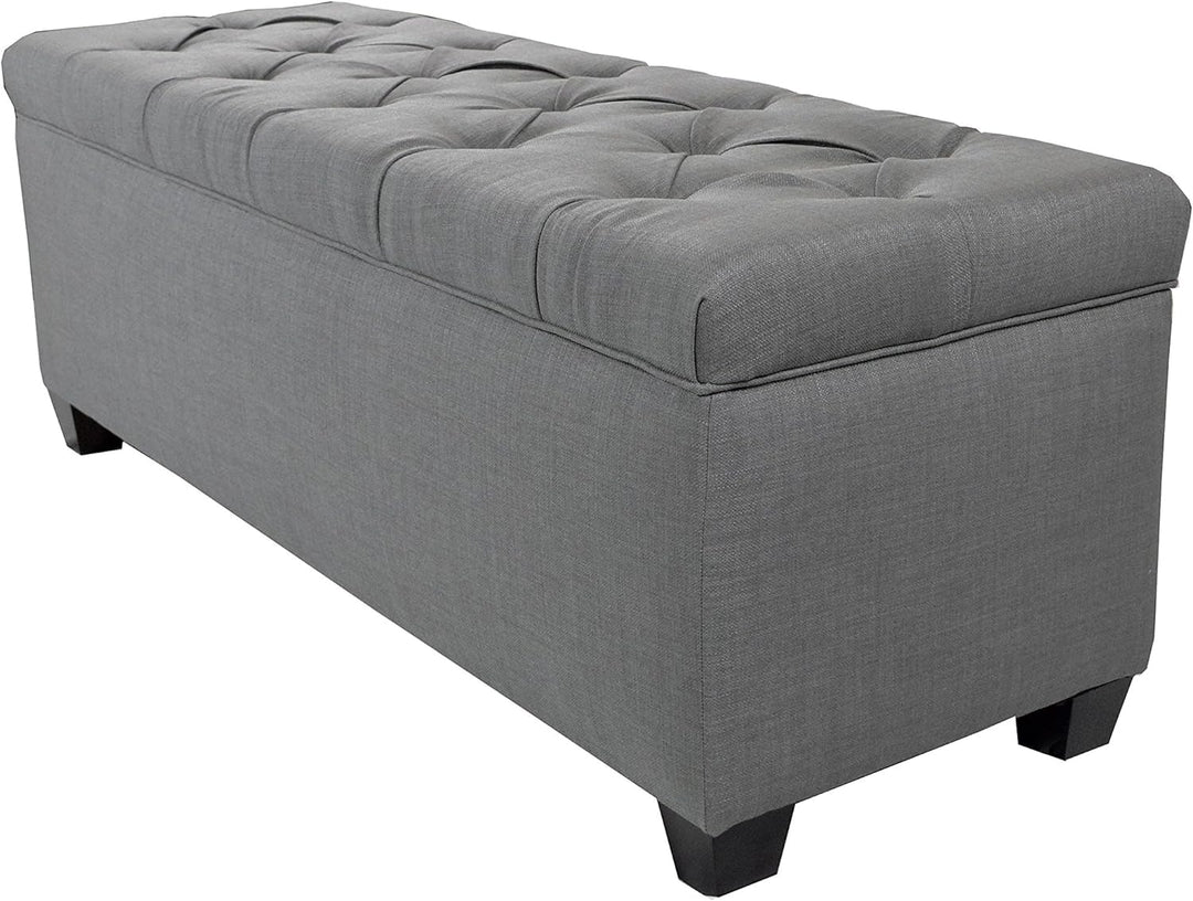 The Sole Secret Diamond Tufted Shoe Ottoman Storage Bench for Bedroom or Grey Large - Diamond Home USA