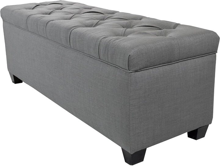 The Sole Secret Diamond Tufted Shoe Ottoman Storage Bench for Bedroom or Grey Large - Diamond Home USA