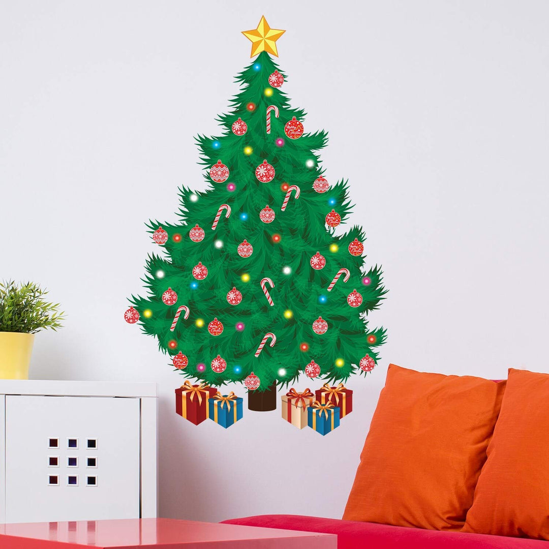 Traditional Christmas Tree Wall Sticker Festive DIY Home Green Modern - Diamond Home USA