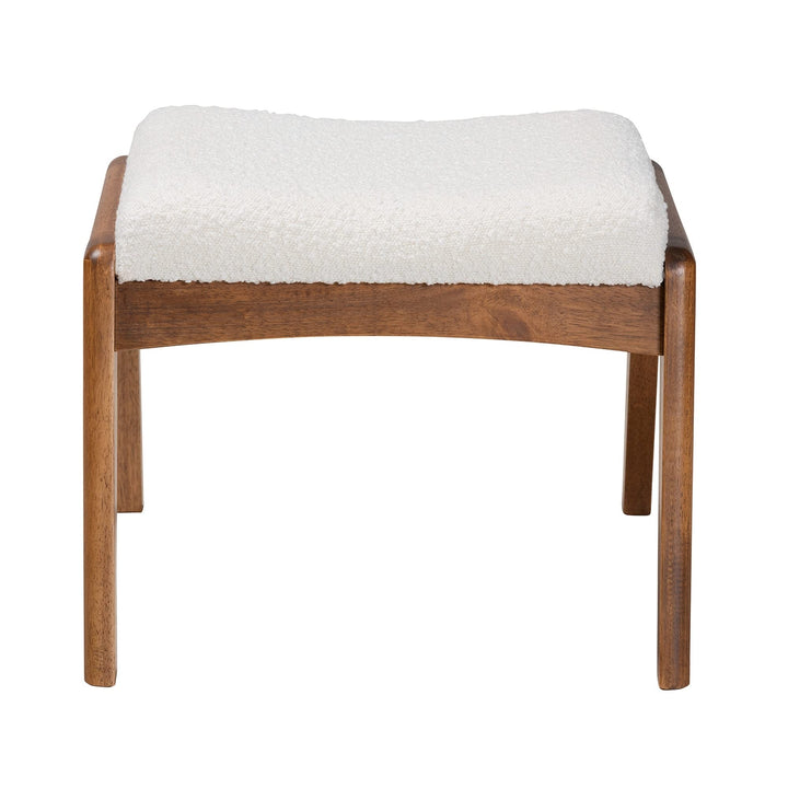 Mid-Century Modern Off/White Upholstered and Walnut Brown Finished Wood - Diamond Home USA