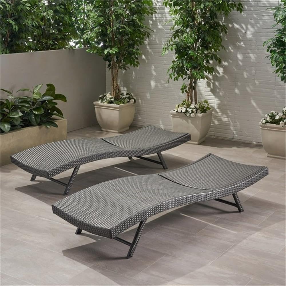 Christopher Knight Home Arthur|Outdoor Wicker Chaise Lounges|Set of 2|in Grey - Diamond Home USA