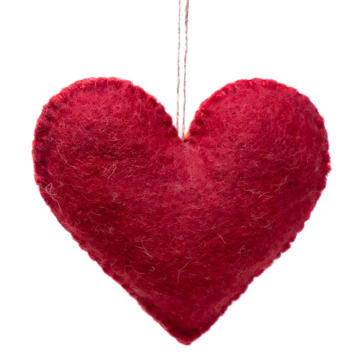 Rainbow Heart and Star Burst Handmade Felt Ornaments Set of 2 Red Wool - Diamond Home USA