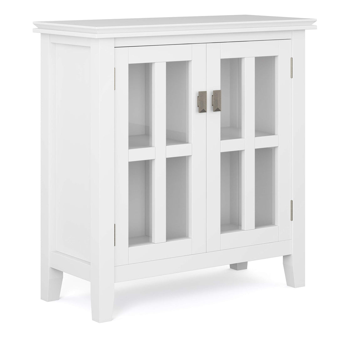 SIMPLIHOME Artisan SOLID OOD 30 inch ide Transitional Low Storage Cabinet in White