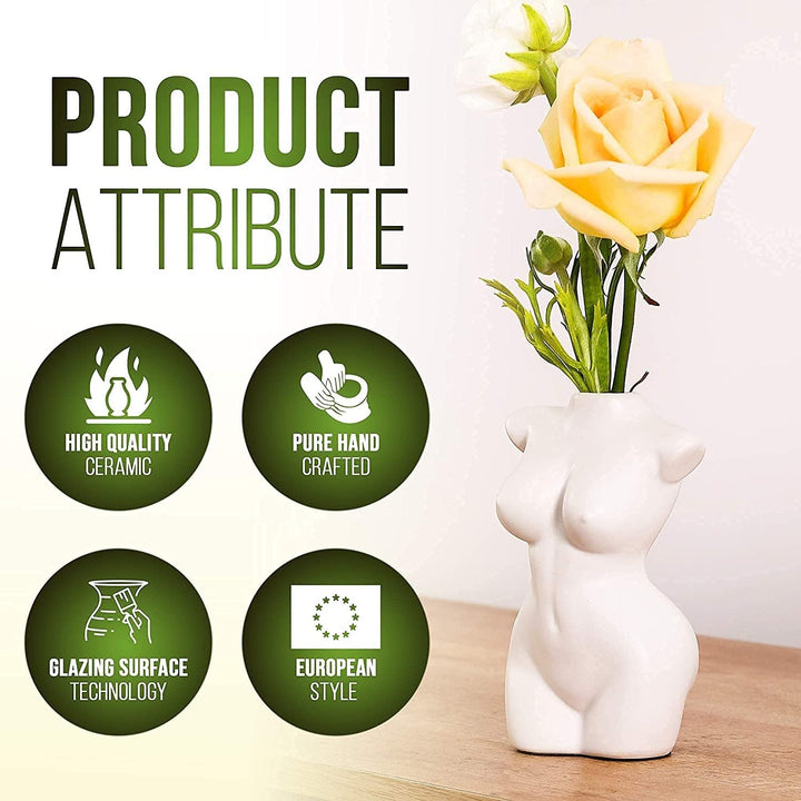 Female Body Vase for Home Office Boho Chic Multi Color Ceramic - Diamond Home USA