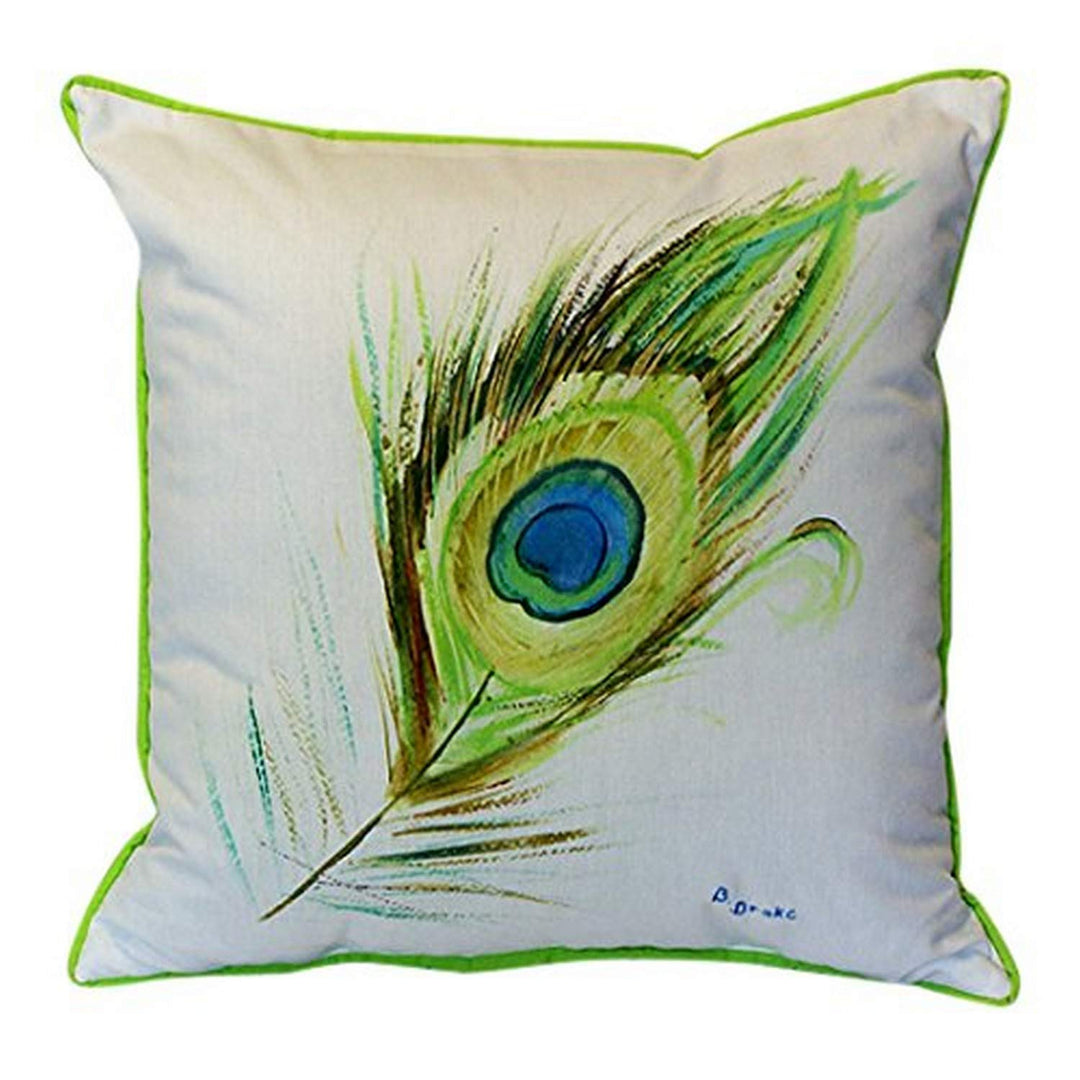 Betsy Drake Peacock Feather Indoor/Outdoor Pillow 18" x 18"