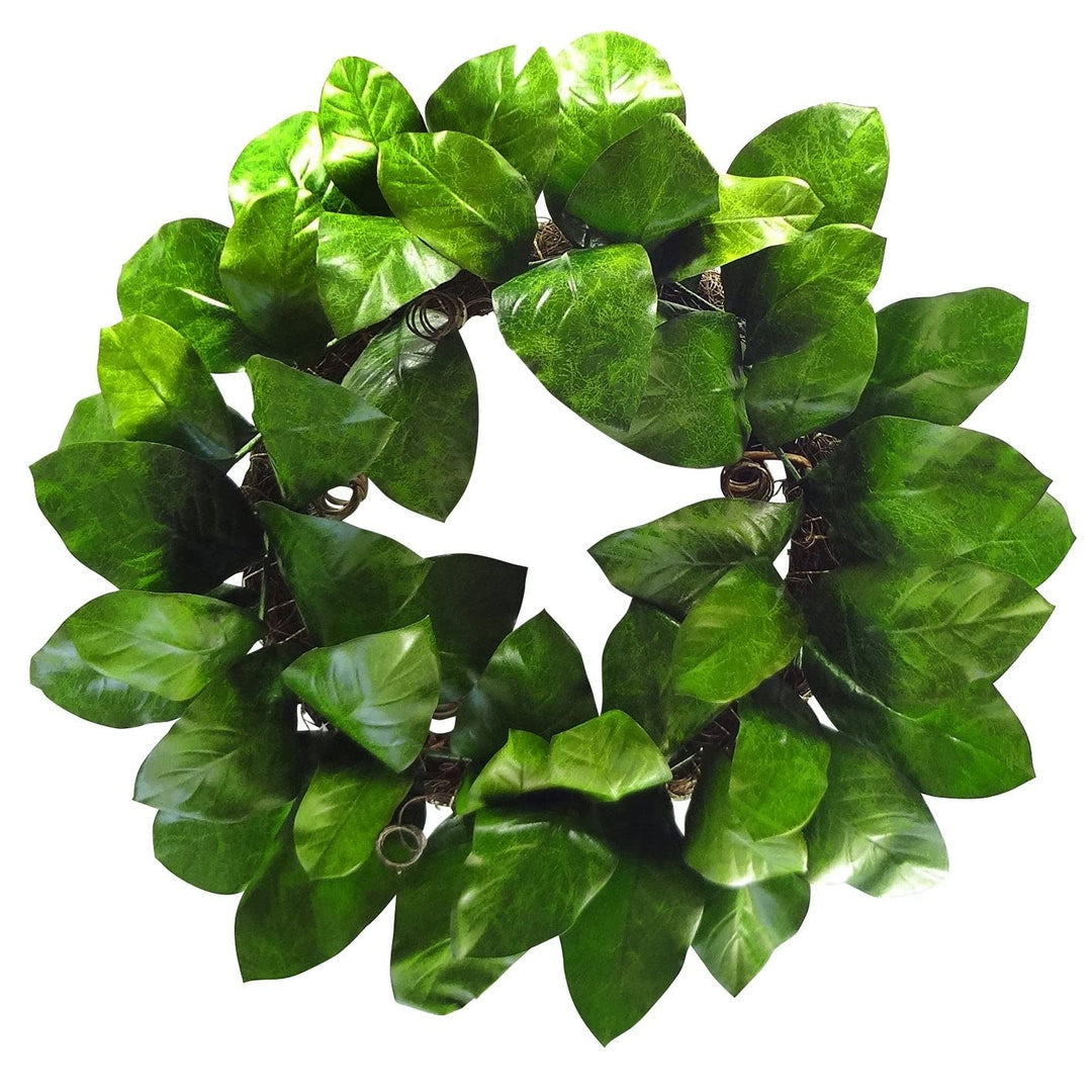 24" Magnolia Leaf Wreath Green Handmade