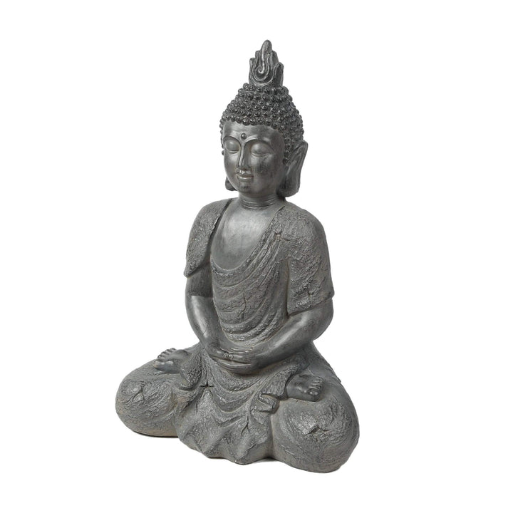 Gray Mgo 21.7in. H Meditating Buddha Garden Statue Grey Oriental Magnesium Oxide - Diamond Home USA