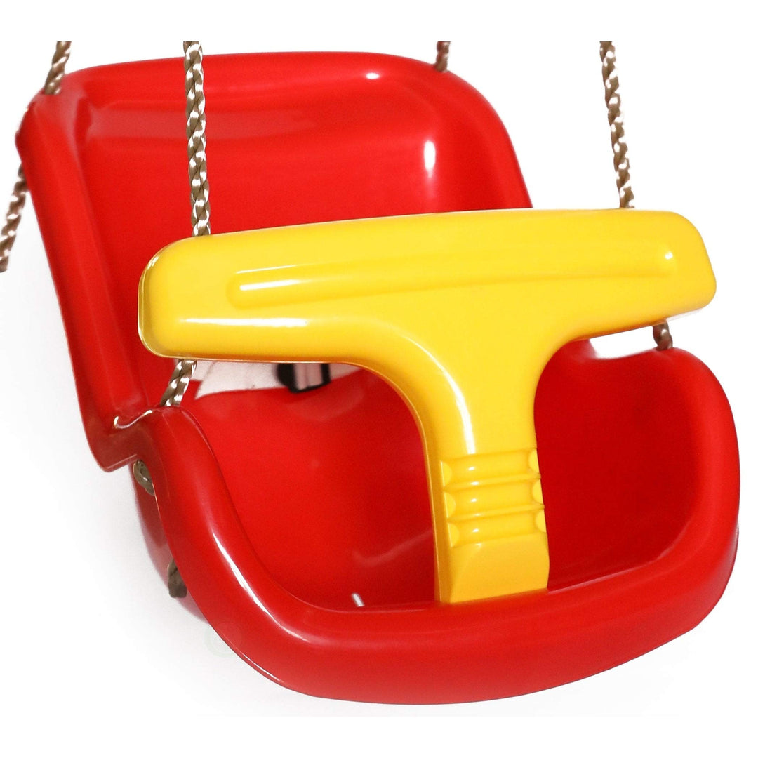 Red Plastic Baby and Toddler Swing Seat with Hanging Ropes Swings - Diamond Home USA
