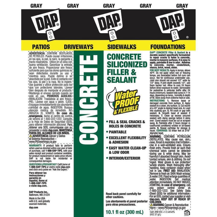 DAP 18096 10.1 oz Gray Concrete & Mortar Filler & Sealant - Diamond Home USA