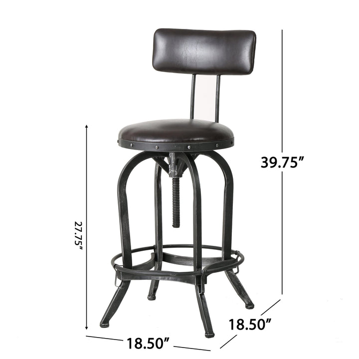 Christopher Knight Home Vlippu Leather Barstool with Backrest Brown - Diamond Home USA
